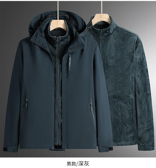 新款冲锋衣冬季加绒加厚冲锋衣户外防风防水保暖外套   男:L-6XL 女:M-4XL 商品图1