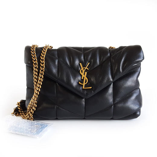 【95新】YSL圣罗兰759337迷你黑金羊皮Loulou puffer系列云朵包链条包单肩包女士011125NJS08 商品图0