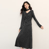 【11/19新品】熙世界轻熟千金风灰色针织套装女士秋冬挂脖V领上衣半身裙两件套 商品缩略图3