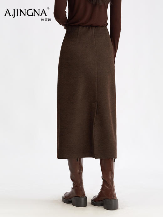 【醋酸羊驼毛】阿菁娜冬季新款醋酸羊驼毛半裙立体剪裁超长裙连腰设计显瘦F30D213011 商品图5