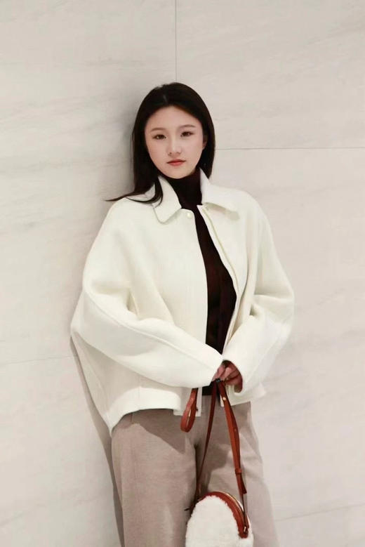 1114-1 高端顾客入 小禾 羊毛羊绒 双面呢 白色短外套 商品图13