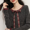 【11/19新品】熙世界MIU系学院风套装女秋冬新款蝴蝶结针织衫格纹半身裙两件套 商品缩略图4