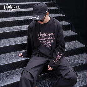 周杰伦MRJ嘉年华1011美式复古黑色长袖T恤宽松版型