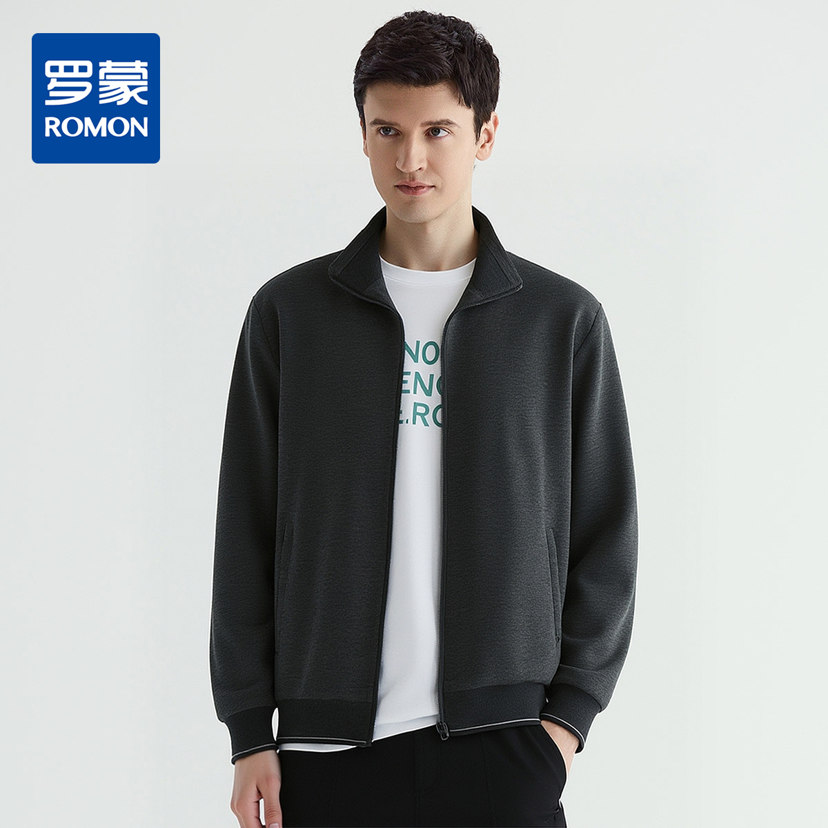 罗蒙春秋装男士外套休闲百搭运动通勤微弹垂感长袖外套男