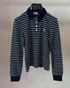 女款条纹长袖polo衫he008 商品缩略图0