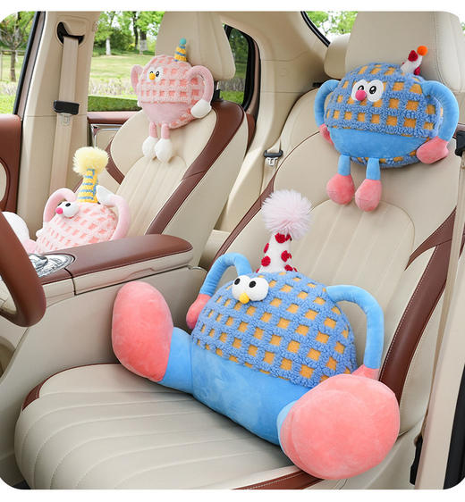 车家两用👏护腰护脖神器❗【多巴胺大脚怪兽头枕腰靠】软妹必冲的治愈系车饰⭐️软 fufu 头枕腰靠 ✔久坐必备搭子👍坐8小时都不会累 ✔头枕/腰靠/大脚款自由搭 商品图2