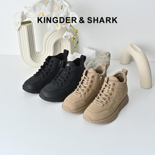 经典鲨2025冬专柜新款加绒加厚侧拉链通勤轻便棉鞋休闲鞋女KW172-558151 商品图0