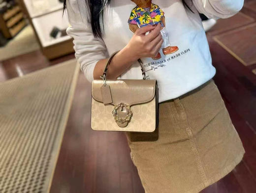 上新折扣1399￥🇺🇸直邮🎄奶茶色老花Coach新款Courtney 水晶扣方盒子包，🉑手提斜挎，水晶盒子包限量发售每年黑五才出一次 商品图6