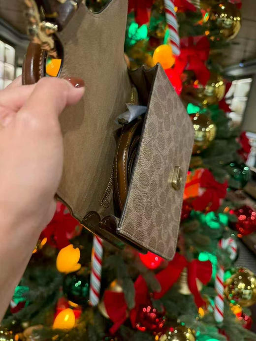 上新折扣1599￥🇺🇸直邮🎄咖棕色老花Coach新款Courtney 水晶扣方盒子包，🉑手提斜挎 商品图5