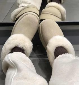 懒人必备 油叽叽系列   塔茨特便鞋  一脚蹬毛毛鞋 厚底拖鞋皮毛一体雪地靴