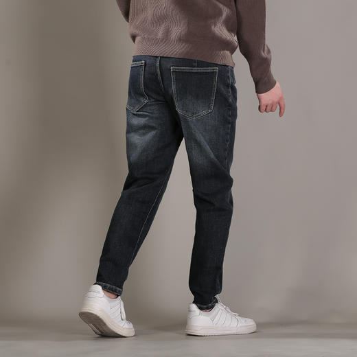 DRONKOO 2025 织带腰带口袋捏褶一体绒厚牛仔长裤 商品图3