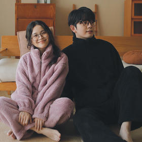 双面暖绒~冬季珊瑚绒睡衣女加绒加厚可外穿秋冬法兰绒家居服男款情侣睡衣