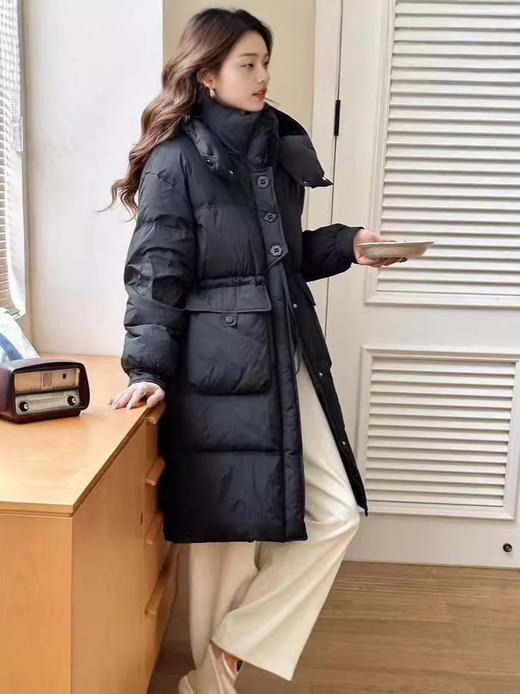 【YW】无忧购羽绒服女中长款过膝白鸭绒韩版宽松收腰保暖外套24029（截单后7天发货） 商品图3