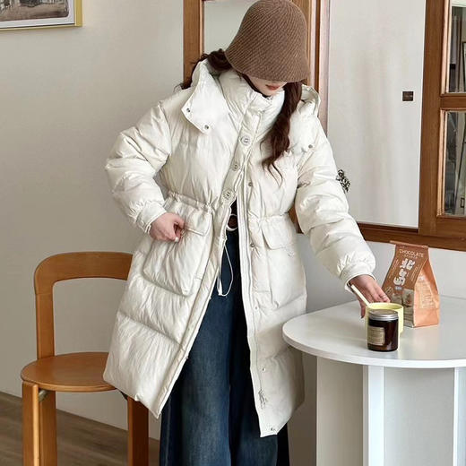 【YW】无忧购羽绒服女中长款过膝白鸭绒韩版宽松收腰保暖外套24029（截单后7天发货） 商品图11
