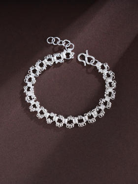 子佩集S990银【清韵雅颂】手链【MXSL009】纯银钱串腰缠万贯小圆环可转动盘缠盘缠2504