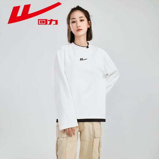 回力假两件卫衣女2025春新款小个子外穿宽松休闲百搭上衣套装T恤 商品图4