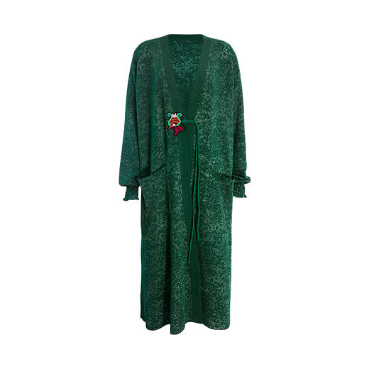 【秋冬新品外套】七夜弦毛织提花长开衫 | 墨绿色 酒红色 商品图4