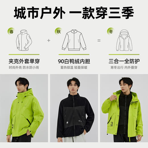 【热卖爆款】HXTIDE 春秋冬季两件套带帽茄克衫三合一冲锋衣户外登山/S105340006101 商品图3