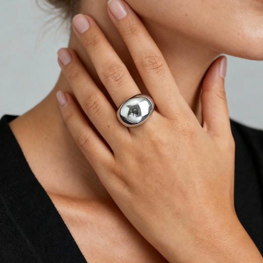 Mordern Art 现代艺术时期 | 星月圆形金/银色戒指 商品图6