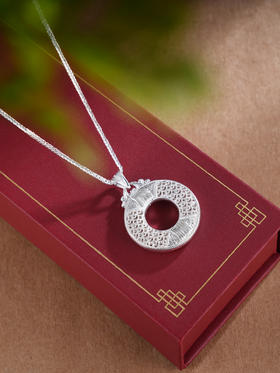 子佩集S990银【福福相至】套链【MXTL029】纯银花丝平安扣福项链2504