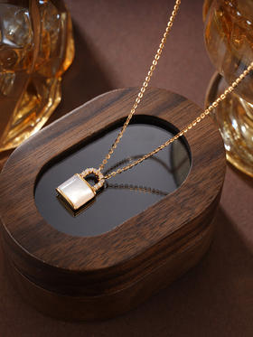 子佩集S925银【缔结契约】套链纯银【KK426P】时尚镀金项链锁白贝母2501