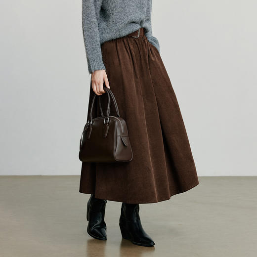 初语半身裙女新款纯棉灯芯绒复古可露丽风中长款伞裙 商品图2