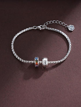 子佩集S925银【时光穿梭】手链【SL-020】纯银原创2彩钻圈2502