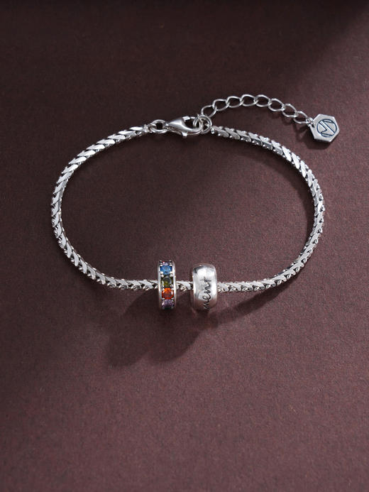 子佩集S925银【时光穿梭】手链【SL-020】纯银原创2彩钻圈2502 商品图0