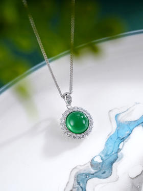 子佩集S925银【春意盛会】套链【TL015232】纯银绿玉髓项链圆形2502