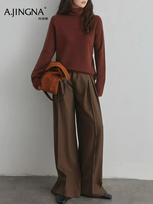 【堆堆领松弛感】阿菁娜冬季新款彩色山羊绒衫堆堆领松弛感设计37℃恒温守护加厚轻盈不臃肿F30D301012 商品图2