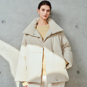 棉仓367615006-【90白鹅绒】大翻领轻薄短款羽绒服女25冬立领宽松保暖外套