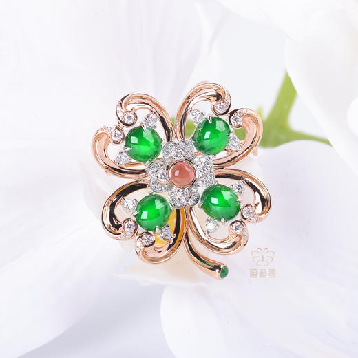 【幸运花开】翡翠镶钻胸针坠   XZ12310080 商品图3