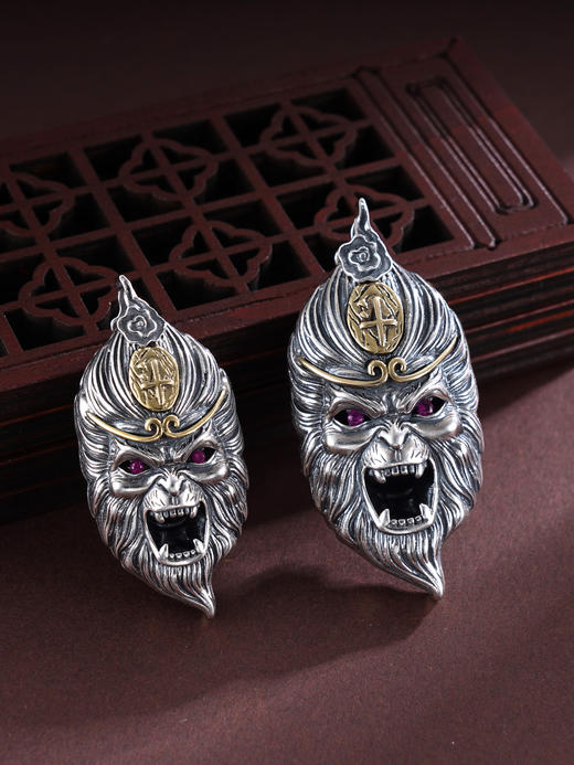 子佩集S925银【悟空圣佛】吊坠纯银【E109】【E189】仿古黑神话悟空双面佛(不含链)2501 商品图6