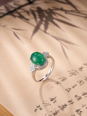 子佩集S925银【春风雨露】戒指纯银【JZ015488】绿玉髓2501