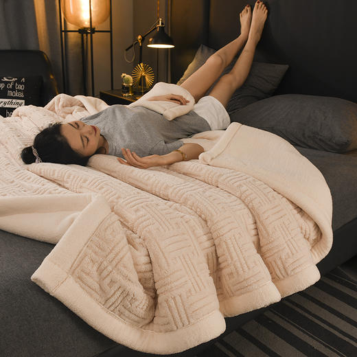 【三层夹棉立体舒棉绒毛毯】冬季加厚午睡盖毯珊瑚绒沙发毯 商品图5