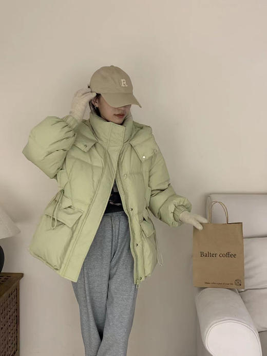 【YW】无忧购连帽收腰羽绒服女中长款显瘦工装外套24016（截单后7天发货） 商品图5