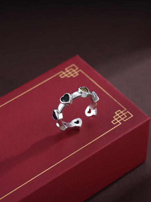 子佩集S925银【心洲】戒指【USR019】纯银原创2爱心戒指2502 商品图0