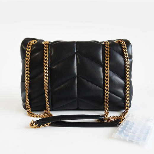 【95新】YSL圣罗兰759337迷你黑金羊皮Loulou puffer系列云朵包链条包单肩包女士011125NJS08 商品图4
