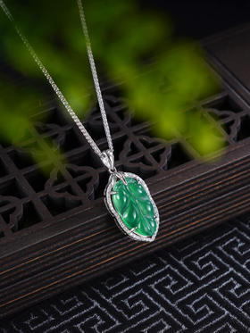 子佩集S925银【一叶幽梦】套链【TL015468】纯银绿玉髓叶子树叶绿叶项链2504