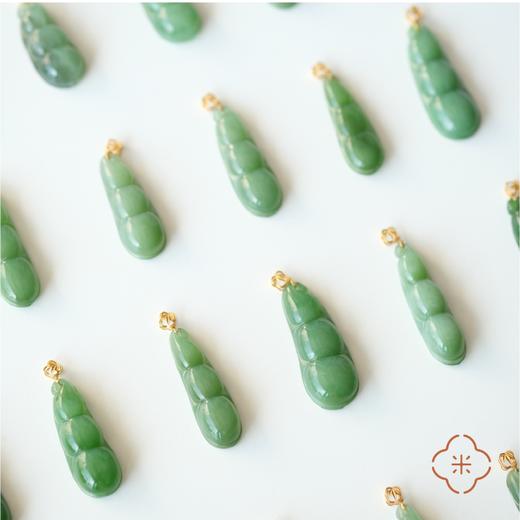 米马饰物 天然俄罗斯和田碧玉 18K金镶 连中三元吊坠 商品图2