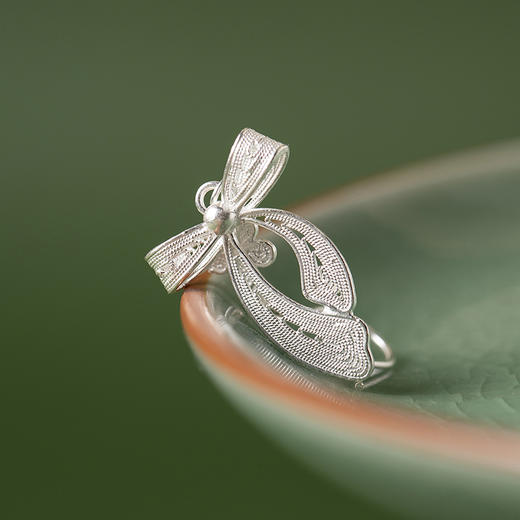 【林栖设计小店】蝴蝶结耳饰银925花丝银器复古优雅原创2025秋冬新款配饰2954159 商品图2