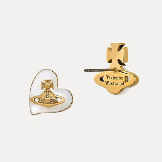 春日限定【抢先购】Vivienne西太后不对称爱心珍珠土星耳饰银色/金色 -mi_bba 商品图4