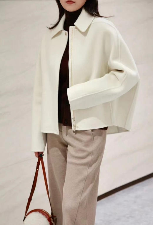 1114-1 高端顾客入 小禾 羊毛羊绒 双面呢 白色短外套 商品图14