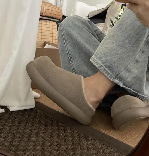 懒人必备   油叽叽系列  厚底小土豆   毛毛半拖  皮毛一体雪地靴 商品图0