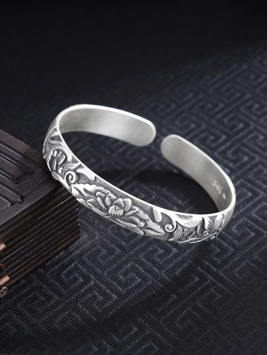 【花开福乐】子佩集S999手工银手镯原创设计【55091224】2506 商品图0