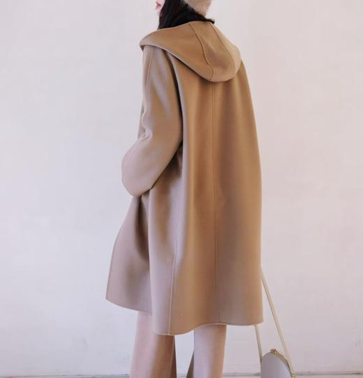 （稀缺货源）火桐hooton 厚全羊绒双面呢连帽及膝大衣外套ZB9090 商品图2