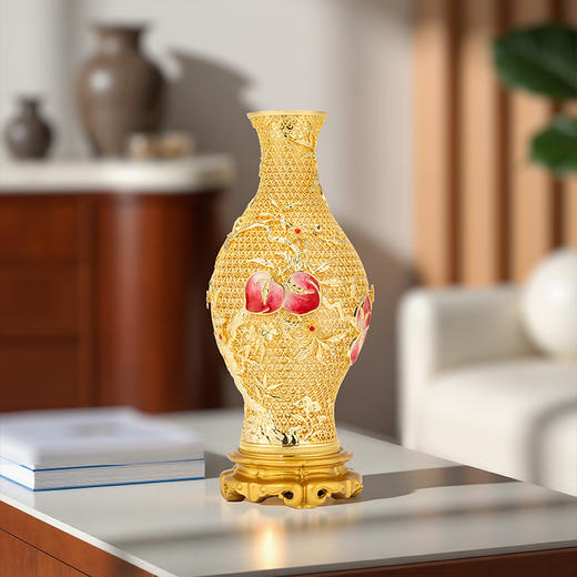 朱炳仁铜  九桃五福宝瓶 商品图3