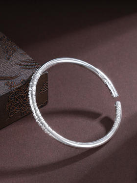 子佩集S999银【云浮祥遇】手镯【ZZSZ007】纯银祥云圆棍开口2504