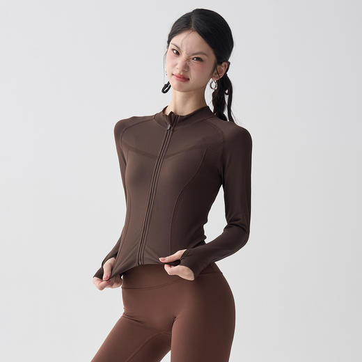 Gymicon能量符号 无缝一体织高弹修身瑜伽服外套小立领跑步羽毛球瑜伽长袖YAWT2526 商品图2