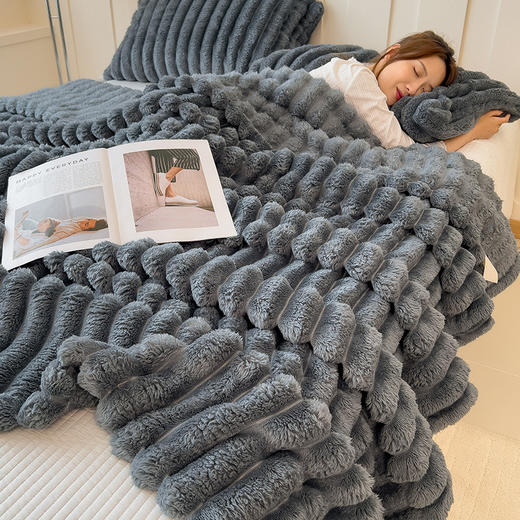 秋冬【轻奢A类兔毛绒毛毯】 法莱绒毯子 午睡毯珊瑚绒盖毯 冬季加厚绒毯空调毯 商品图6